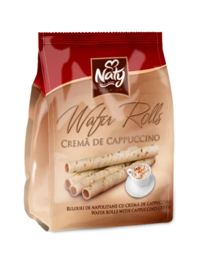 Naty cappuccinós ízű krémmel (55%) töltött ostyatekercsek - Scandic Royal Kft.