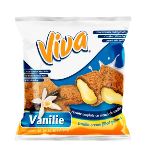 Viva snacks, vaníliás ízű krémmel töltött gabonapárnácska - Scandic Royal Kft.